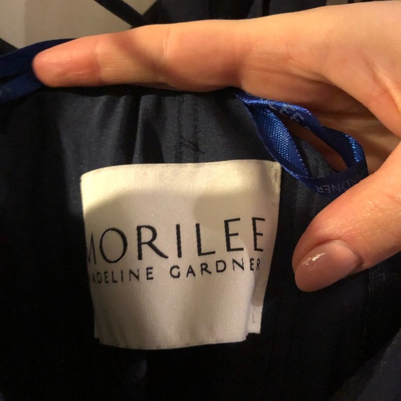 Morilee NAVY Bridesmaids Dress #21515 Chiffon with Spaghetti Straps - Picture 6 of 8